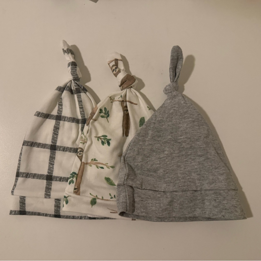 Like New! Set of 3 Baby Knot Hats, Newborn